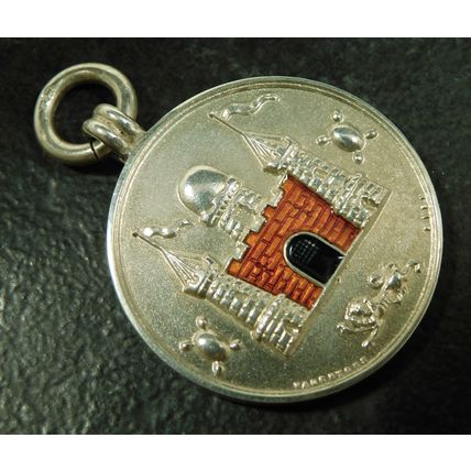 Vintage Solid Silver Enamel Watch Chain Fob Medal 1927 Surrey County Football