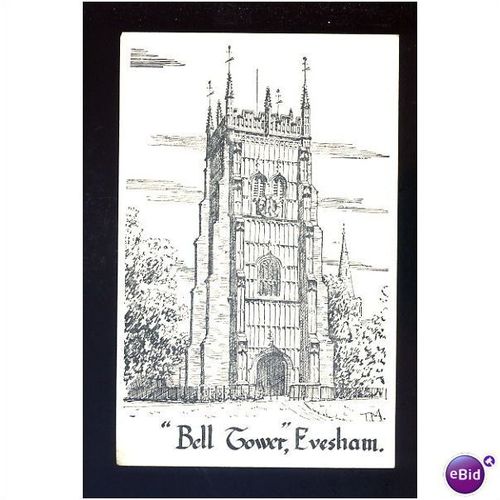 Worcestershire EVESHAM Bell Tower Art Postcard