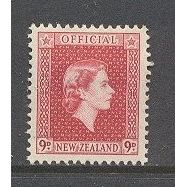 NewZealand.O165 9d Queen Elizabeth II (Carmine).Mounted Mint.Nov15b