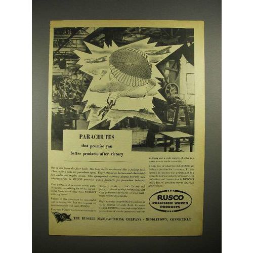 1944 WWII Rusco Parachutes Ad - Promise Victory