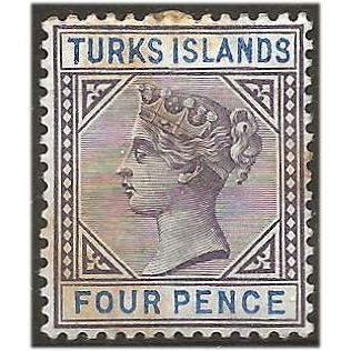 Turks Islands 1895 SG71 4d Dull Purple & Ultra Wmk Crown CA Mounted Mint . .. .