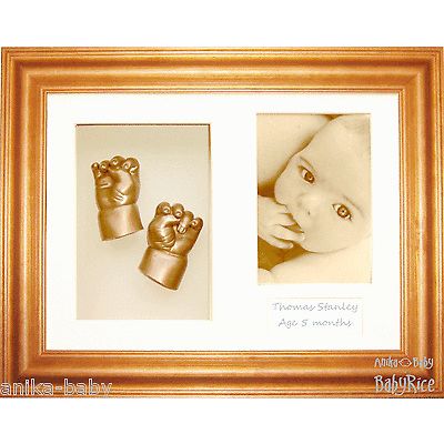 3D Baby Casting Kit hand feet gold cast Honey pine Unique New Grandparents Gift