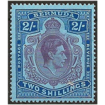 Bermuda 1943 SG116d 2/- Purple & Deep Blue/Pale Blue Mounted Mint ...
