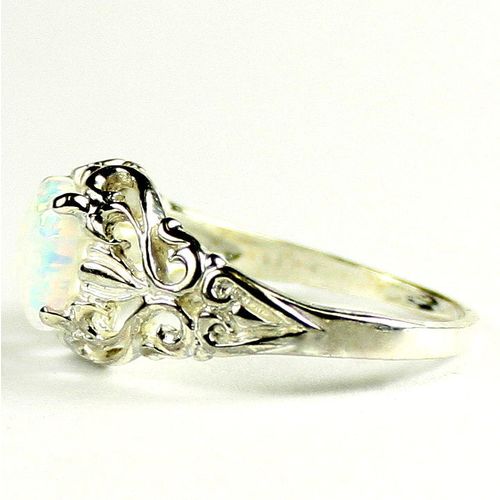 Created White Opal, 925 Sterling Silver Ring, SR113