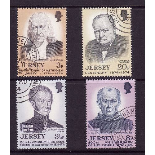 JERSEY 1974 ANNIVERSARIES SG 111 / 114 SET 4 VALS FINE USED#3