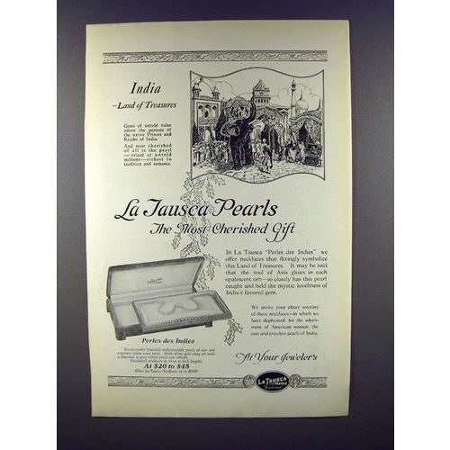 1923 La Tausca Pearl Necklace Ad - Perles des Indies