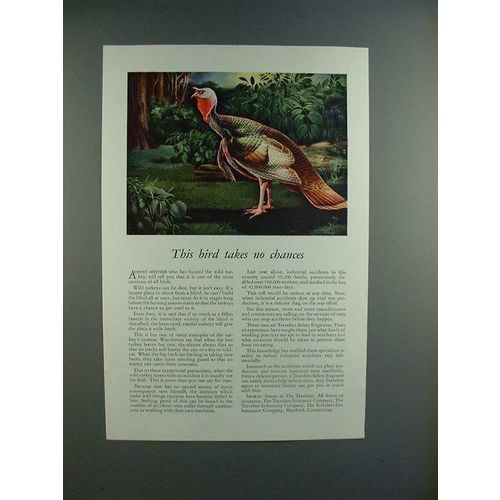 1943 Travelers Insurance Ad w/ Wild Turkey