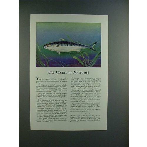 1943 Travelers Insurance Ad, w/ Common Mackerel