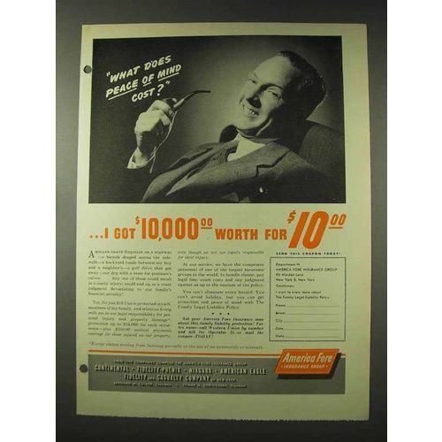 1948 America Fore Insurance Ad - Peace of Mind
