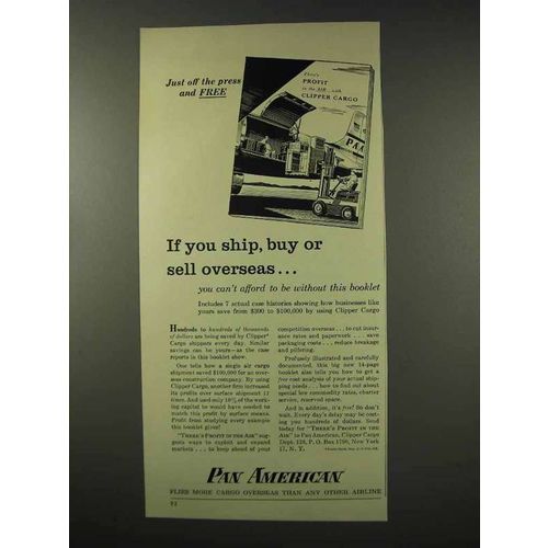 1956 Pan American Airline Ad - Ship, Buy, Sell Overseas