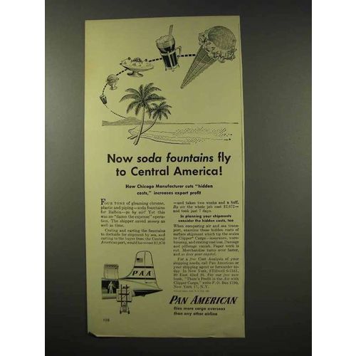1956 Pan American Airline Ad - Soda Fountains Fly