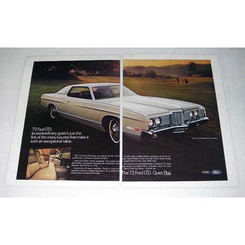 1972 2-page Ford LTD Brougham 2-Door Hardtop Car Ad!