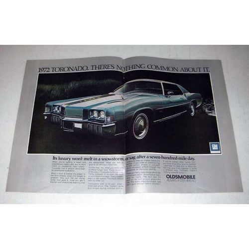 1972 2-page Oldsmobile Toronado Car Ad - Nothing Common!