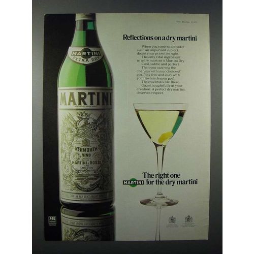 1973 Martini & Rossi Ad - Reflections on Dry Martini