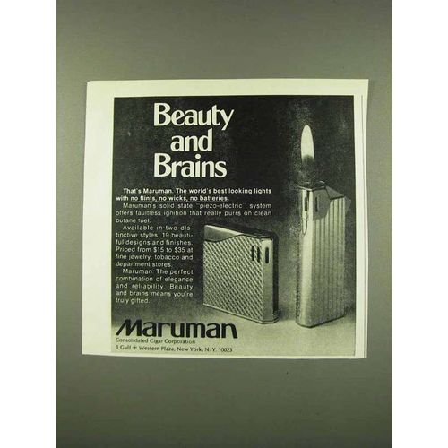 1973 Maruman Cigarette Lighters Ad - Beauty and Brains