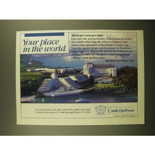 1988 Marriott Castle Harbour Hotel Ad - Your Place in the World