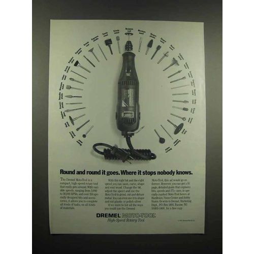 1991 Dremel Moto-Tool Ad - Round and Round it Goes