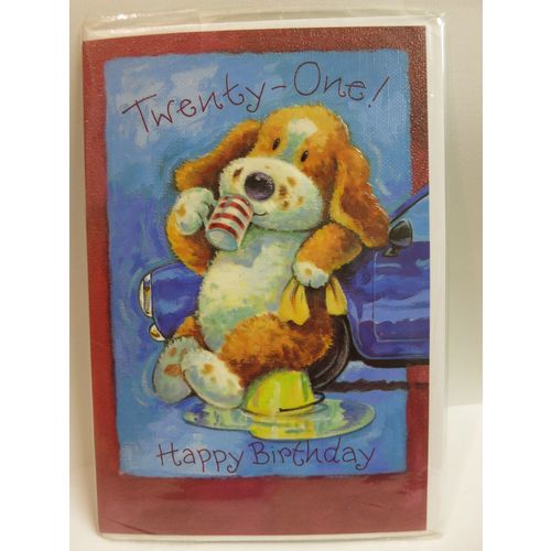 Teddy Bear Mug Car Twenty One Happy Birthday 21st Standard Card A4 Portrait