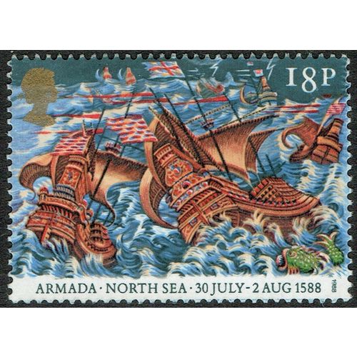 1988 400th Anniversary Spanish Armada 18p Multicoloured SG1404 GU
