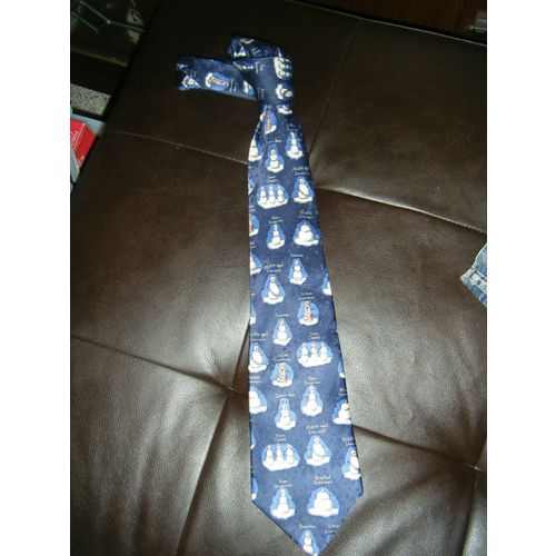 Whimsical John Ashford Navy Blue Snowman Silk Neck Tie