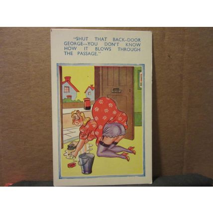 seaside comic humour unused vintage postcard humour by E. Marks COMICARD 2045 =