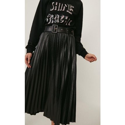 COAST PU Black Pleated Midi Skirt - NEW (RARE & COLLECTABLE)