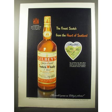 1950 Gilbey's Scotch Ad - The finest whisky from the heart of Scotland