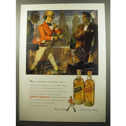 1950 Johnnie Walker Scotch Advertisement - Meet Scotland's favourite Son