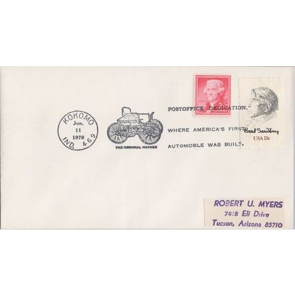 ZAYIX United States Event Cover - 1978 Post Office Dedication Kokomo Antique Car