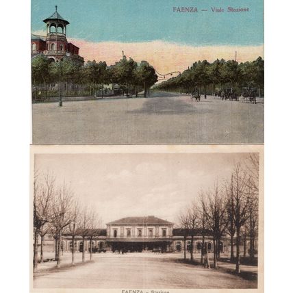 Faenza Italy Stazione 2x Antique Italian Postcard s