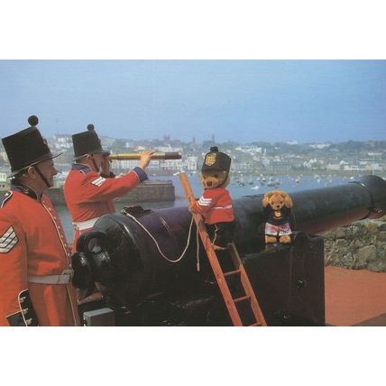 Military Teddy Bear Soldier Telescope Ladder Bears Postcard