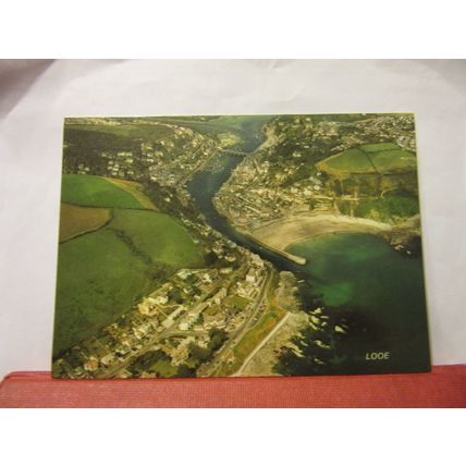 AERIAL VIEW OF EAST & WEST LOOE CORNWALL unused postcard by Skyshot =
