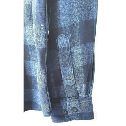 NEW GEORGE ALL SEASON MENS L/S BLUE/DARK BLUE CHECK BUTTON UP SHIRT – LARGE