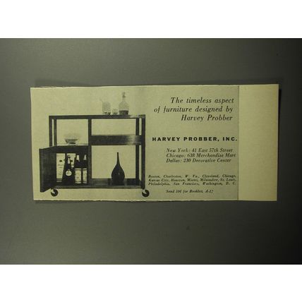 1957 Harvey Probber Bar Cart Advertisement - The timeless aspect