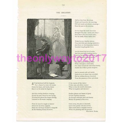 Organist, Mathias Barr, Illustrated Poetry, Victorian Book Illustration, 1891