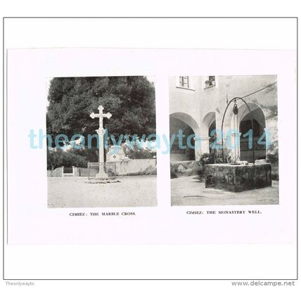 CIMIEZ, MARBLE CROSS AND MONASTERY WALL, FRANCE, PHOTO BOOK ILLUSTRATION, 1921