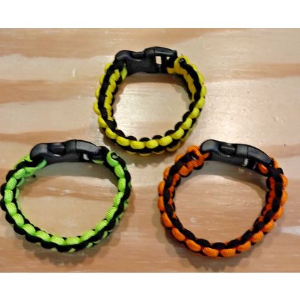 Multi Colored Paracord Hand-Woven Chinese Knot Bracelets Unisex Set of 3 Neon