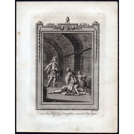 CAIUS, HIS WIFE AND DAUGHTER 1777 Isaac Taylor ANTIQUE ETCHING