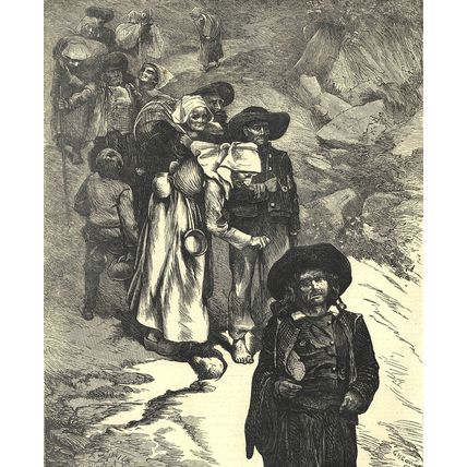 BEGGARS IN BRITTANY 1872 Horace Harral Pont-Aven, Finisterre VICTORIAN ENGRAVING