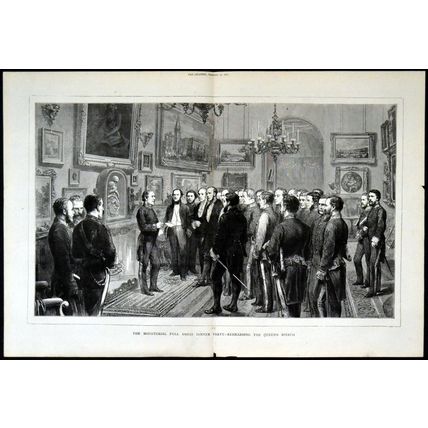 MINISTERIAL FULL DRESS DINNER PARTY 1872 Horace Harral VICTORIAN ENGRAVING