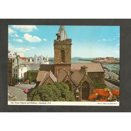 Postcard Channel Islands Guernsey John Hinde 2J97 The Town Church and Harbour