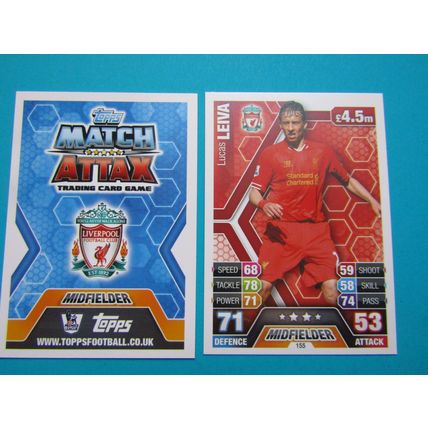 155. Lucas Leiva - Liverpool - Match Attax 2013/14 Football Card EF1