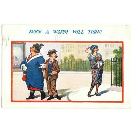 POSTCARD Even a Worm will turn + 1925 Birmingham BRITISH GOODS ARE BEST Slogan