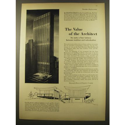 1961 Minneapolis Honeywell Regulator Company Ad - The value of the architect