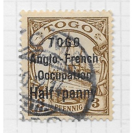 TOGO 1914 OCCUPATION TYPE 2 SURCHARGE HALF ANGLO FRENCH KAISER YACHT SGH27 USED
