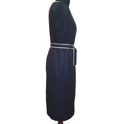 Planet Silk Linen Black White Piping Sleeveless Dress 10 UK 36 EU