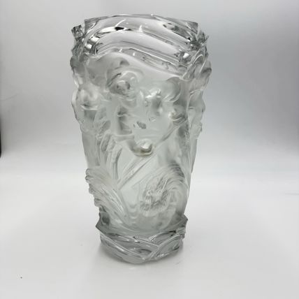 Rare R.Lalique Crystal France Art Deco Harvest Wheat Frosted Embossed Vase 9.4”H