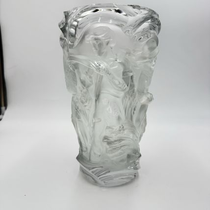Rare R.Lalique Crystal France Art Deco Harvest Wheat Frosted Embossed Vase 9.4”H