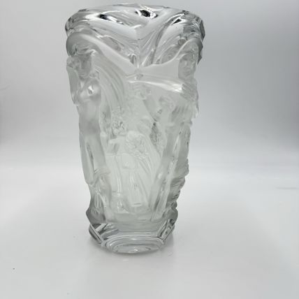 Rare R.Lalique Crystal France Art Deco Harvest Wheat Frosted Embossed Vase 9.4”H