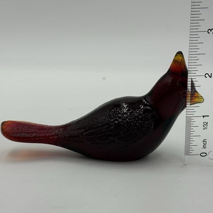 Vintage Fenton Ruby Red Art Glass Cardinal Bird Figurine Paperweight 1990’s